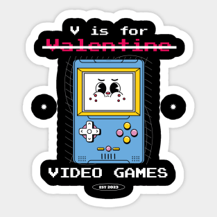 V Is For Video Games Funny Valentines Day Gamer Sticker